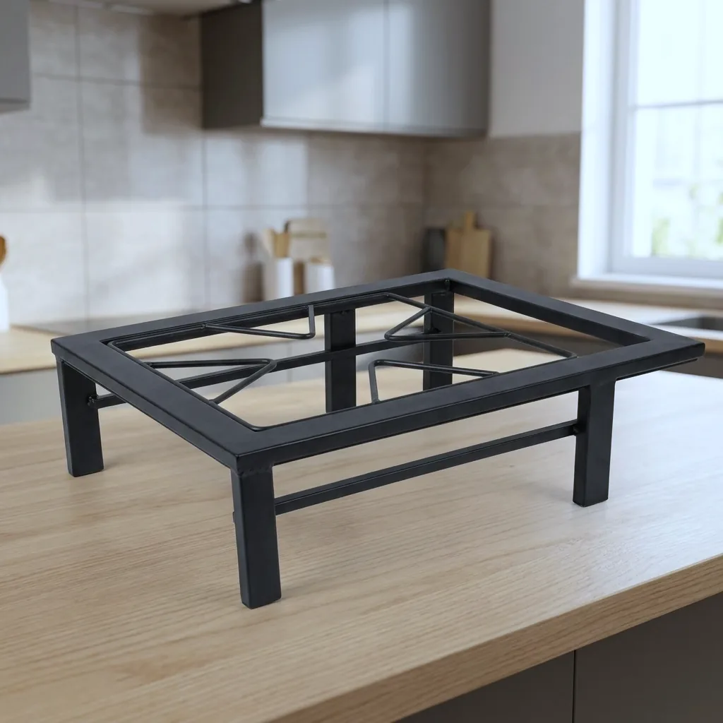 Iron hot plate stand on a kitchen counter